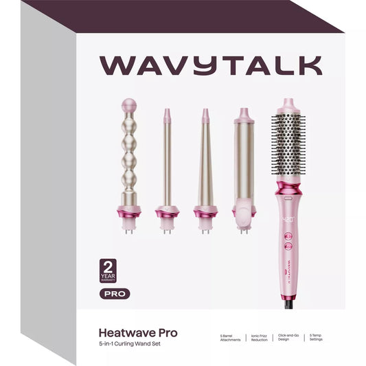 Wavytalk 350S Pro 5-in-1 Curling Wand Set - Pink