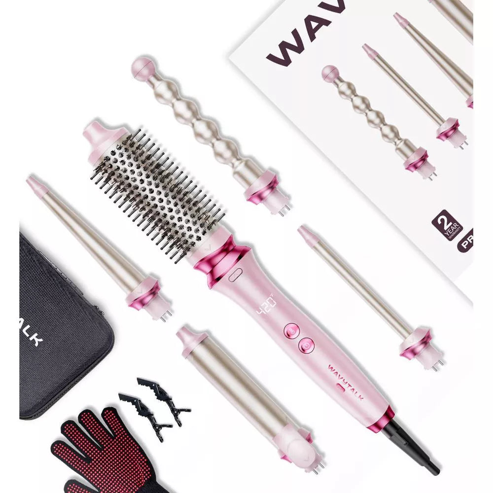 Wavytalk 350S Pro 5-in-1 Curling Wand Set - Pink