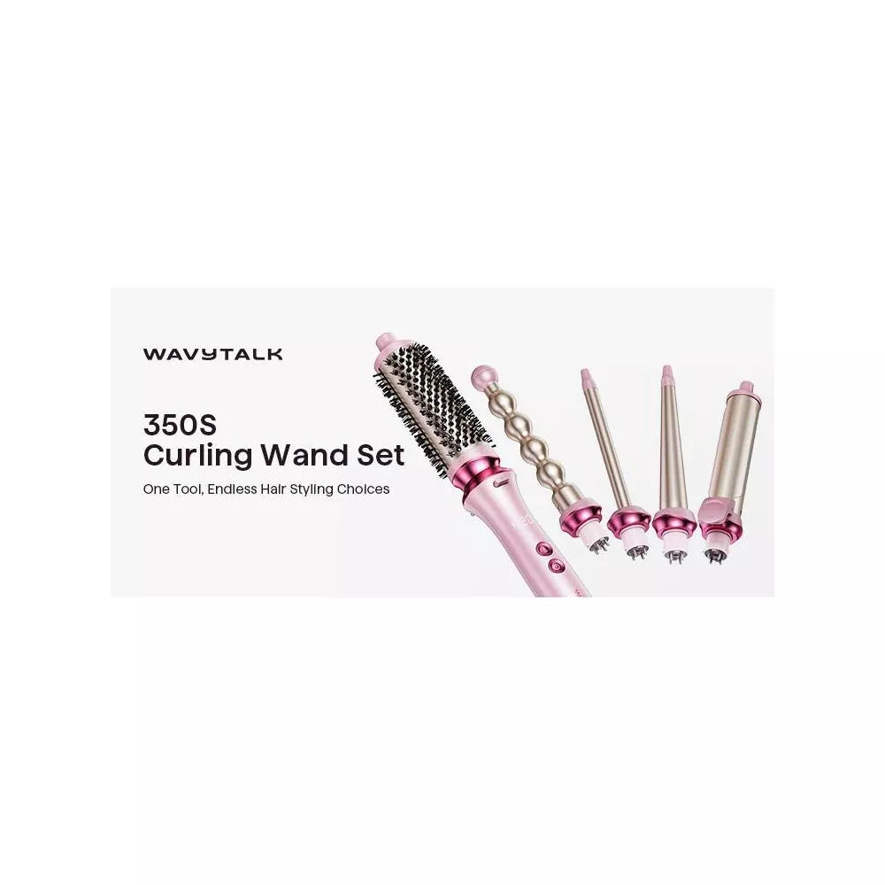 Wavytalk 350S Pro 5-in-1 Curling Wand Set - Pink