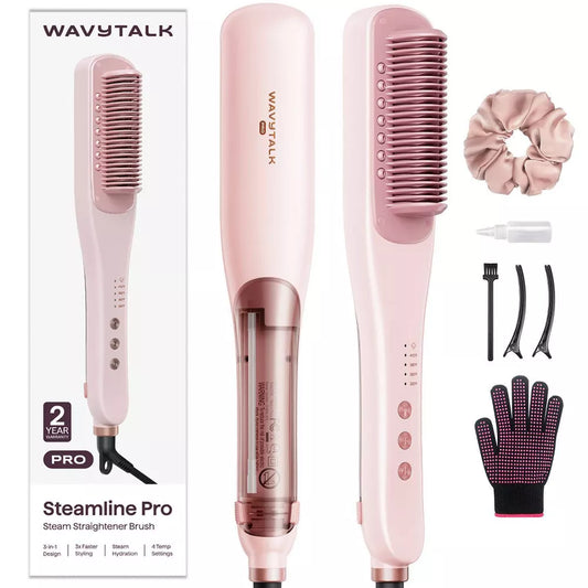 Wavytalk Steamline Pro Steam Hair Straightener Brush, Steam Reduces Damage & Nourishes Hair, Model B395