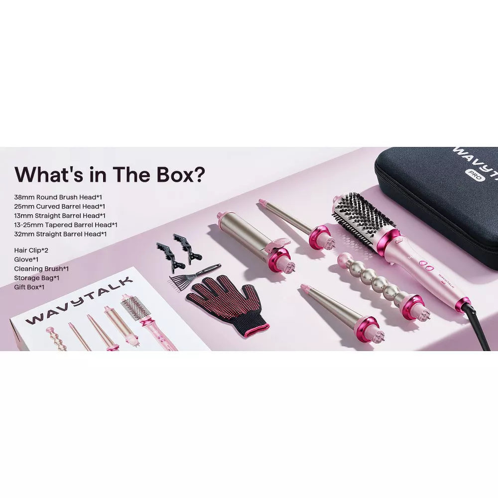 Wavytalk 350S Pro 5-in-1 Curling Wand Set - Pink
