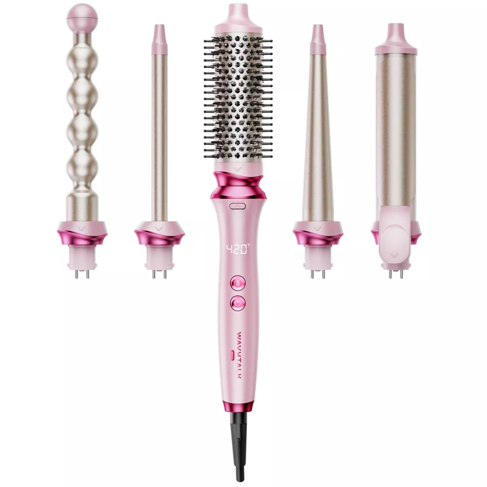 Wavytalk 350S Pro 5-in-1 Curling Wand Set - Pink